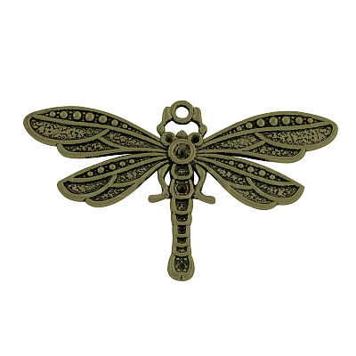 Tibetan Style Alloy Dragonfly Pendant Rhinestone Settings TIBEP-922-AB-FF-1