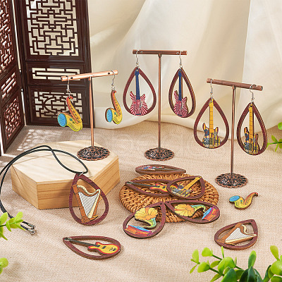 40Pcs 10 Styles Printed Wood Pendants Sets WOOD-TA0001-77-1