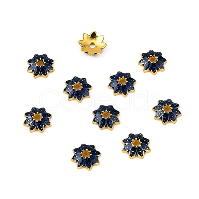 Multi-Petal Alloy Enamel Bead Caps ENAM-WH0063-03C-1