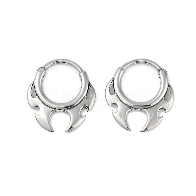 Fire Shaped 316 Surgical Stainless Steel Hoop Earrings EJEW-G416-35P-1