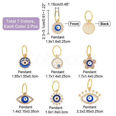 14Pcs 7 Style Alloy Enamel Evil Eye Pendants PALLOY-PH01595-1