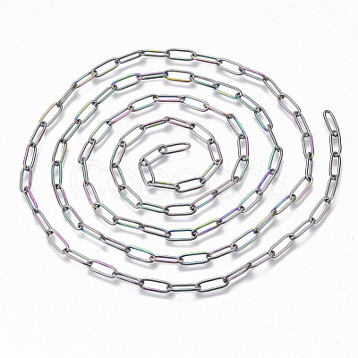 Ion Plating(IP) 304 Stainless Steel Paperclip Chains CHS-S006-JN957-3-1