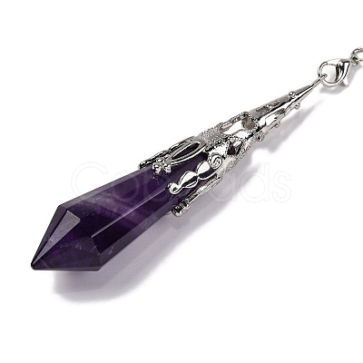 Natural Amethyst Pointed Dowsing Pendulum Big Pendants G-H285-06P-A04-1