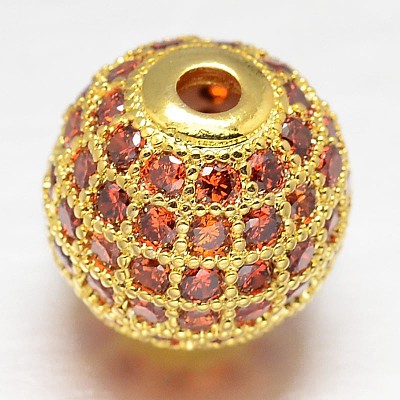 CZ Brass Micro Pave Cubic Zirconia Round Beads ZIRC-L017-8mm-13G-1