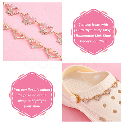 Heart with Butterfly/Infinity Alloy Rhinestone Link Shoe Decoration Chain FIND-AB00008-1