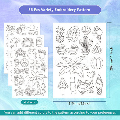 4 Sheets 11.6x8.2 Inch Stick and Stitch Embroidery Patterns DIY-WH0455-101-1