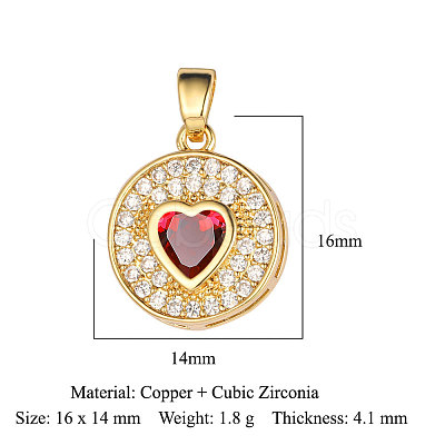 Brass Micro Pave Cubic Zirconia Pendants ZIRC-OY001-02G-1