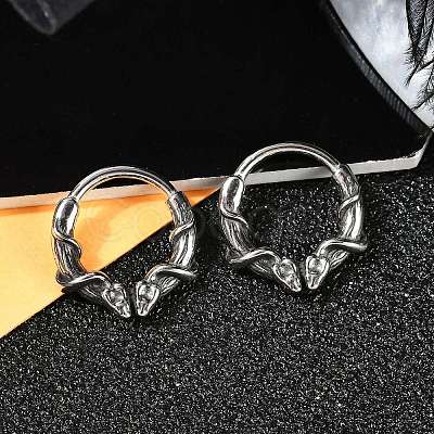 Snake 316 Surgical Stainless Steel Hoop Earrings EJEW-G416-20AS-1