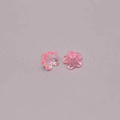 5-Petal Plating Transparent Acrylic Bead Caps PACR-CJC0003-02-1