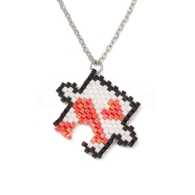 Non-Tarnish 2Pcs 2 Style MIYUKI Seed Beaded Puzzle Matching Couple Necklaces Set NJEW-MZ00023-1