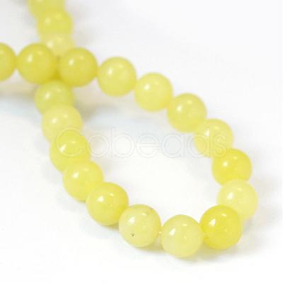 Natural Lemon Jade Round Bead Strands G-E334-8mm-07-1