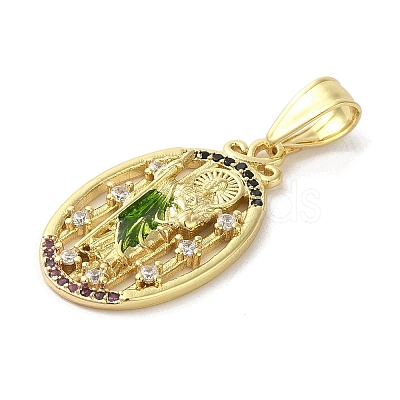 Rack Plating Brass Micro Pave Cubic Zirconia Pendants KK-C052-16G-1