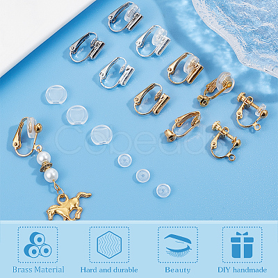 SOFPLATE 24Pcs 12 Style Brass Clip-on Earring Findings KK-SP0001-29-1