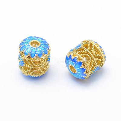 Electroplate Brass Enamel Beads KK-K185-01-RS-1