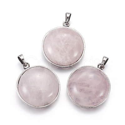 Natural Rose Quartz Pendants G-I214-E05-1