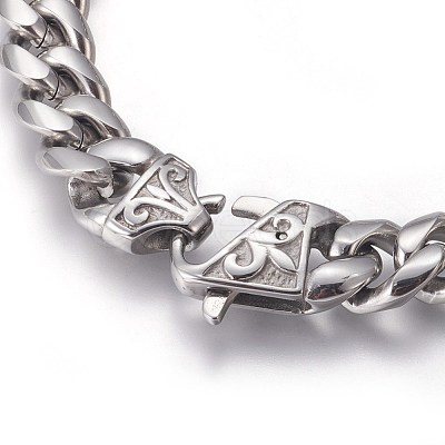 Tarnish Resistant 201 Stainless Steel Curb Chain Bracelets BJEW-P244-01P-1