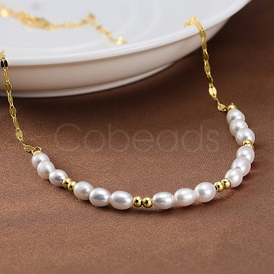 925 Sterling Silver with Natural Pearls Beads Necklaces NJEW-Z030-06G-1