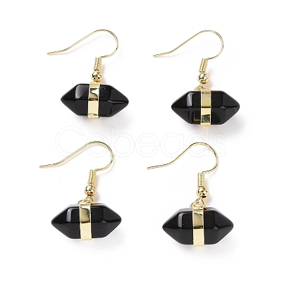 Gemstone Bullet Dangle Earrings EJEW-A085-01G-1