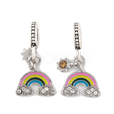 Rack Plating Alloy Crystal Rhinestone European Dangle Charms FIND-C055-22P-1