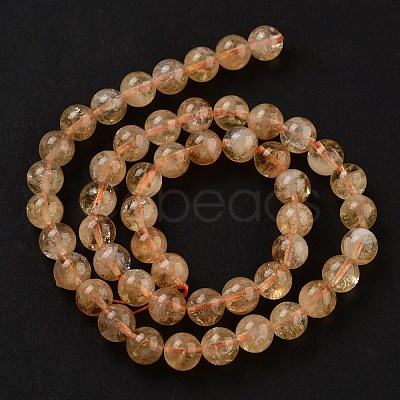 Round Natural Citrine Beads Strands G-K068-12A-8mm-1