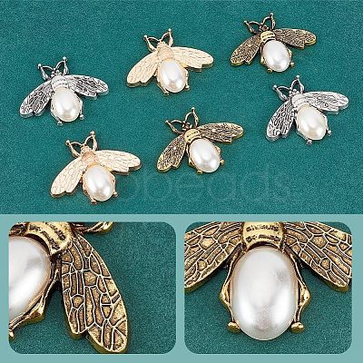 WADORN 12Pcs 3 Colors Zinc Alloy Bees Shoe Decorations FIND-WR0006-69-1