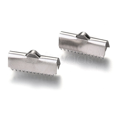 Non-Tarnish Unicraftale 304 Stainless Steel Ribbon Crimp Ends STAS-C018-22P-02-1