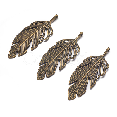 Tibetan Style Alloy Leaf Big Pendants PALLOY-A15448-AB-1