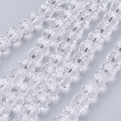 Faceted(32 Facets) Glass Round Beads Strands X-EGLA-J042-8mm-12-1