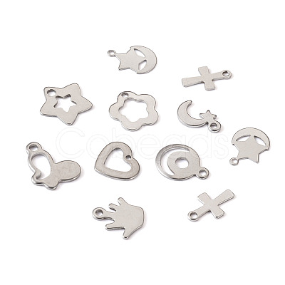 PandaHall Jewelry 90Pcs 9 Style 304 Stainless Steel Charms STAS-PJ0001-41-1