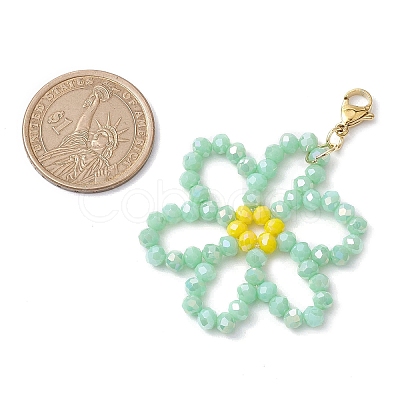 Flower Glass Beads Pendant Decorations HJEW-TA00203-1