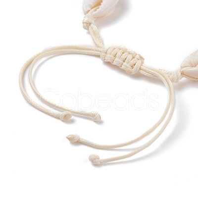 Natural Cowrie Shell Braided Bead Bracelet BJEW-JB07400-03-1