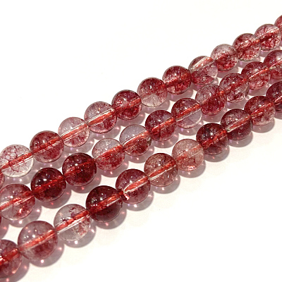 Dyed Round Natural Crackle Quartz Beads Strands G-K084-8mm-05A-1