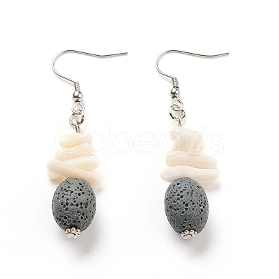 Natural Lava Rock Dangle Earrings EJEW-E260-A09-1