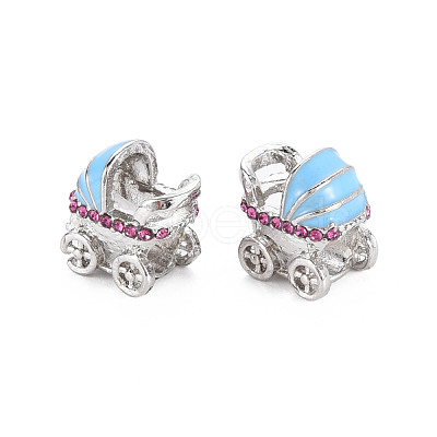 Rack Plating Alloy Enamel European Beads MPDL-N039-107-1