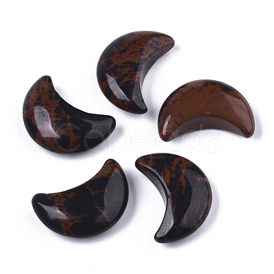 Moon Shape Natural Mahogany Obsidian Healing Crystal Pocket Palm Stones G-T132-001E-1