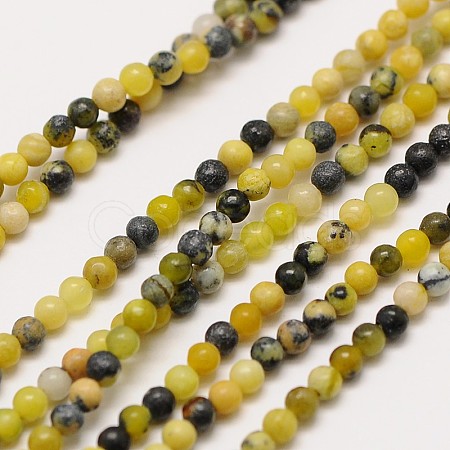 Natural Gemstone Yellow Turquoise(Jasper) Round Beads Strands G-A130-2mm-L01-1