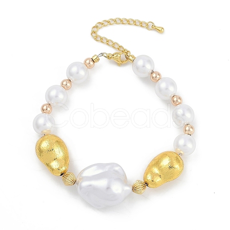 Rack Plating Brass Beaded Bracelets BJEW-P341-07A-G-1