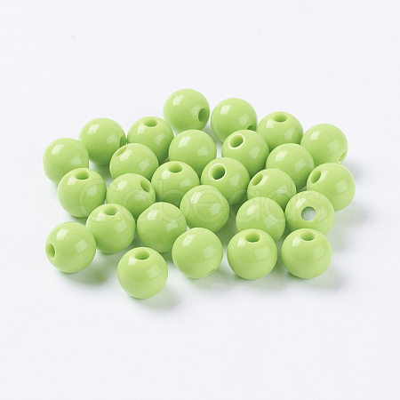 Opaque Acrylic DIY Ball Loose Round Beads X-PAB705Y-6-1