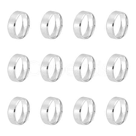 Unicraftale 12Pcs 201 Stainless Steel Plain Band Ring for Men Women RJEW-UN0002-44C-1