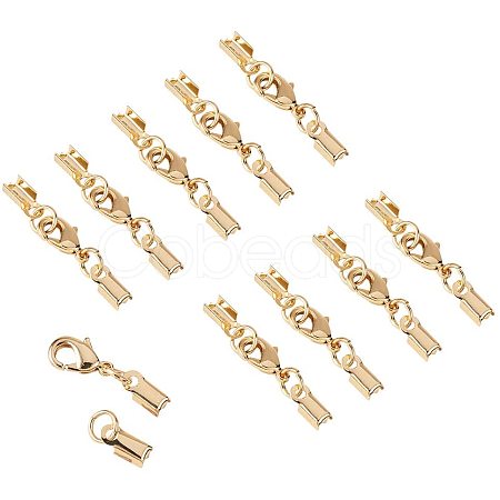 Rack Plating Brass Lobster Claw Clasps with Clip Ends KK-PH0035-33G-1