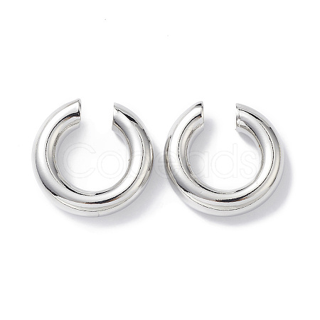 Rack Plating Brass Ring Cuff Earrings for Women EJEW-H135-01P-01-1