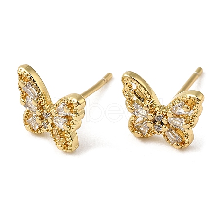 Rack Plating Brass Butterfly Stud Earrings EJEW-M235-07G-1
