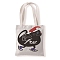 Cute Cat Printed Canvas Women's Tote Bags, with Handle, Rectangle Shoulder Bags for Shopping, Black, Hat, 37x33cm