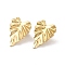 Ion Plating(IP) 304 Stainless Steel Stud Earrings, Leaf, Real 14K Gold Plated, 25x17.5mm