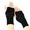 Warm Knitted Acrylic Fiber Half Sleeve Gloves, Women's Autumn and Winter Exposed Finger Sleeve, Black, 200x75mm