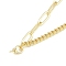 Brass Cuban Link Chain & Paperclip Chain Necklace Making, for Half Drilled Beads, Real 18K Gold Plated, 17.72 inch(45cm), Pendant: 9x5x3.5, Pin: 0.9mm