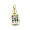 Brass Micro Pave Cubic Zirconia Pendants, with Jump Ring, Real 18K Gold Plated, Padlock Charm, Colorful, 10.5x5x1.5mm, Hole: 3mm