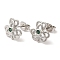 Rack Plating Brass Clover Stud Earrings with Cubic Zirconia for Women, Lead Free & Cadmium Free, Platinum, 10.5x11mm