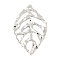 Non-Tarnish 304 Stainless Steel Pendants, Leaf Charm, Stainless Steel Color, 49.5x31x2mm, Hole: 2mm