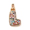 Brass Micro Pave Cubic Zirconia Pendants, Real 18K Gold Plated, Colorful, Letter L, 18.5~24x12.5~25.5x5~5.5mm, Hole: 5x3mm